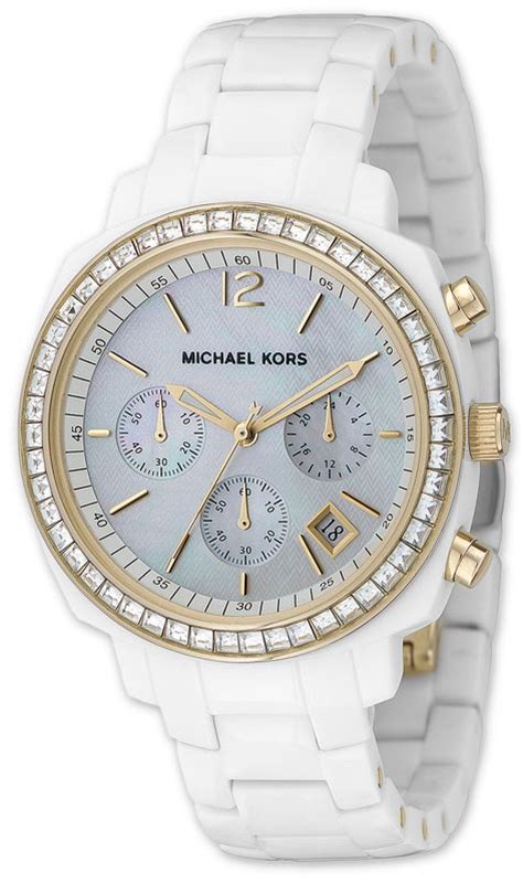 michael kors watch model mk5187 bezel screws|Michael Kors White Acrylic Ladies Chronograph GMT Watch .